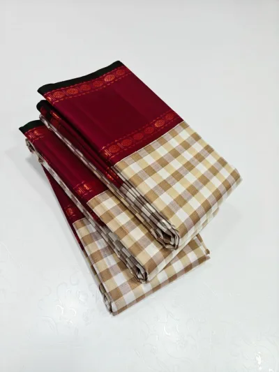 Vintage Korvai Pure Kanchipuram Silk Saree